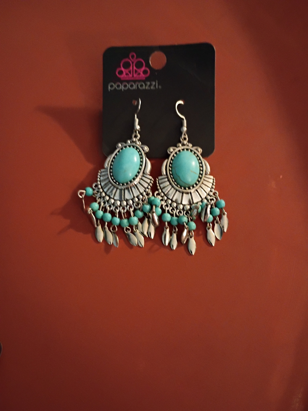 Paparazzi Turquoise and Silver Boho Chandelier Earrings